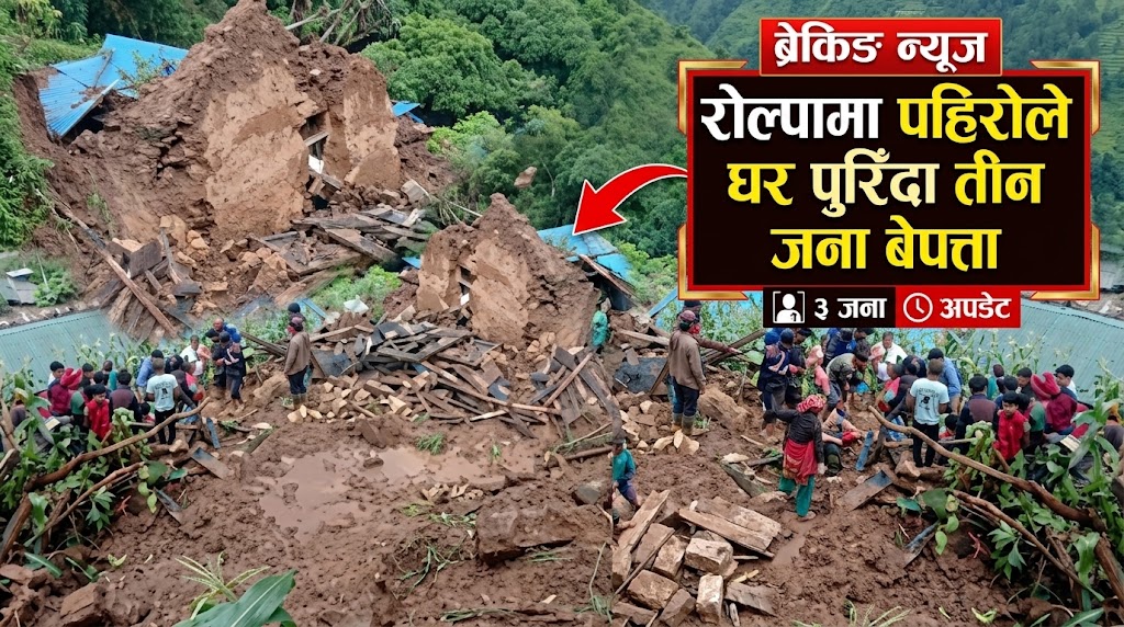 रोल्पामा पहिरोले घर पुरिँदा तीन जना बेपत्ता रोल्पामा पहिरोले घर पुरिँदा तीन जना बेपत्ता