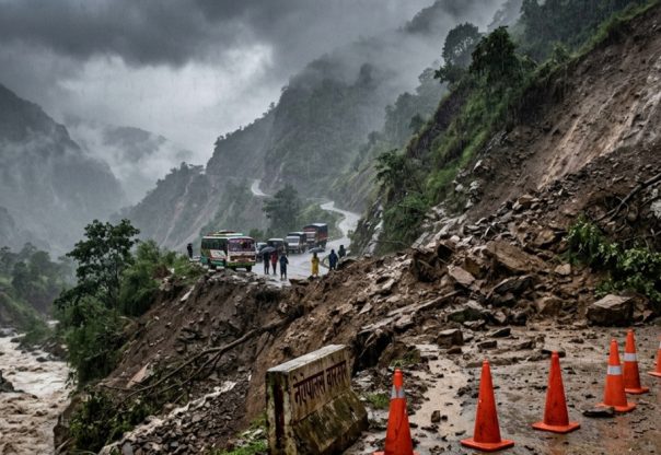 वर्षाका कारण देशका विभिन्न स्थानमा सडक अवरुद्ध
